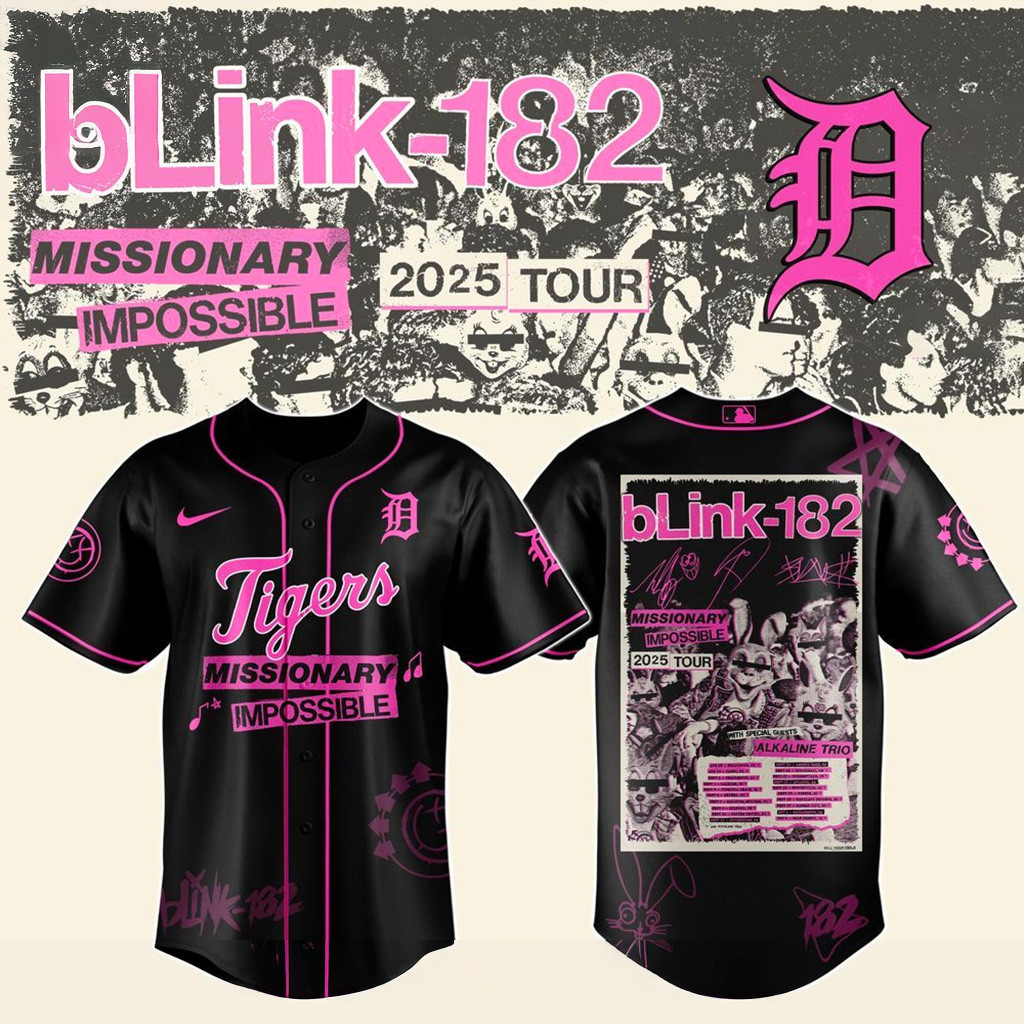 Detroit Tigers X Blink 182 Missionary Impossible Tour 2025 Jersey Tigers Merch Gift For Fans-1