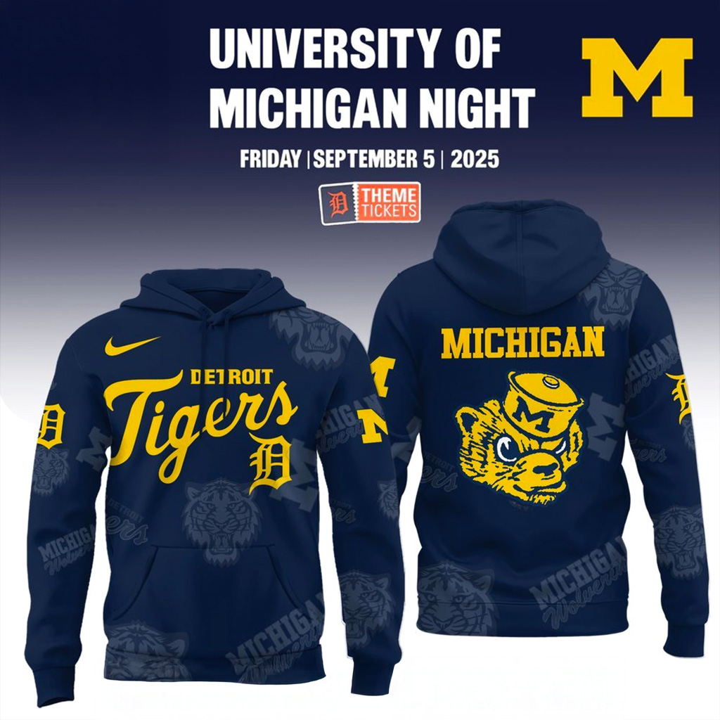 Detroit Tigers X Michigan Wolverines Night Game 2025 Hoodie Tigers Merch Gifts For Dad-1