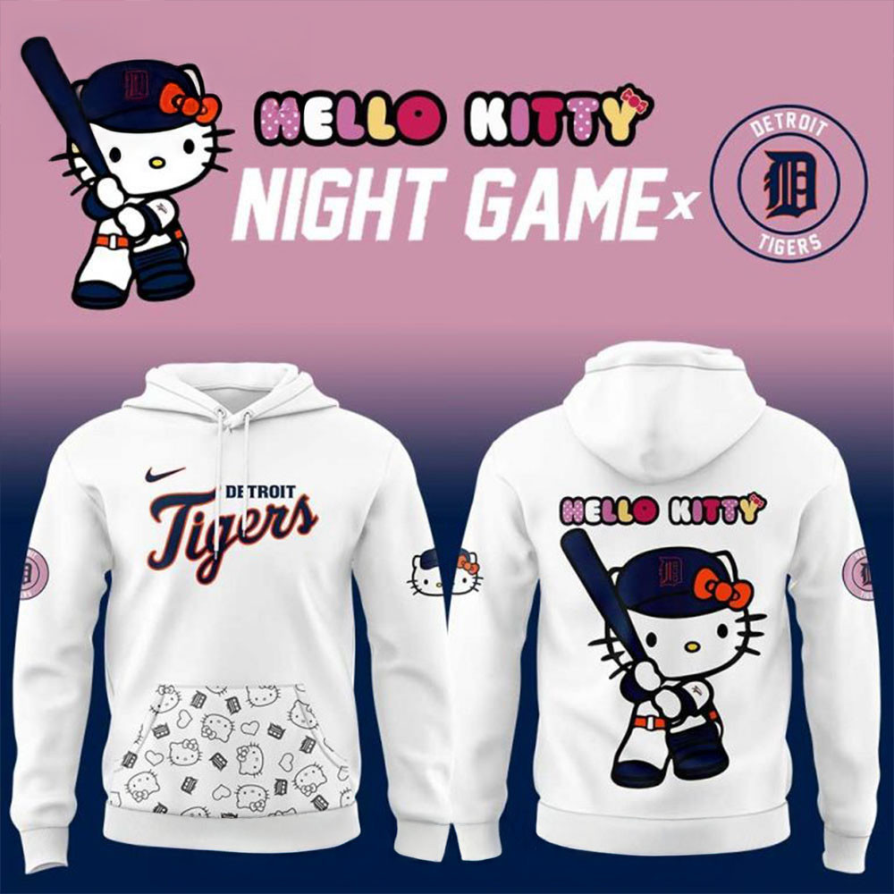 Detroit Tigers x Hello Kitty Night Game Hoodie Father's Day Gifts For Husband-1