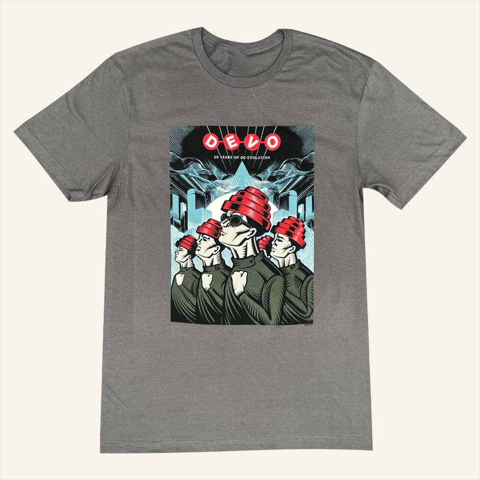 Devo Merch 50 Years Of De Evolution Gray T-Shirt Gifts For Friends Birthday Gifts For Brother-1