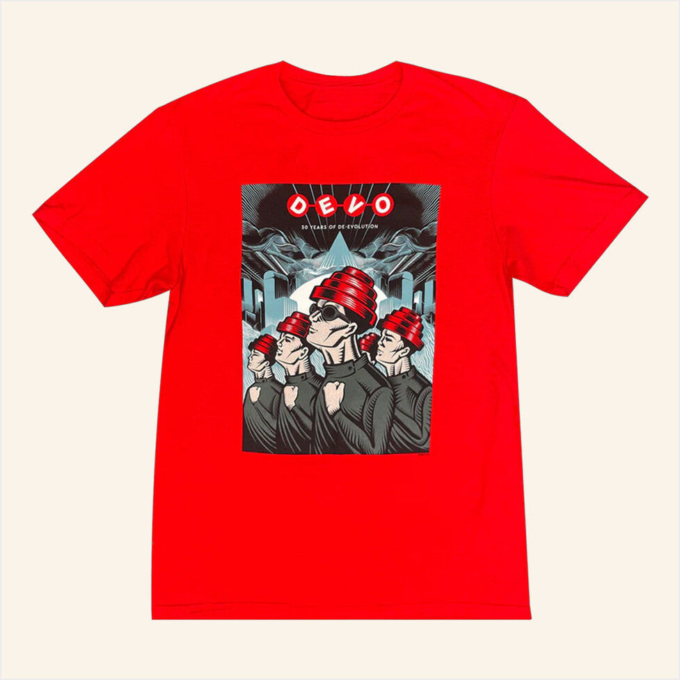 Devo Merch 50 Years Of De Evolution Red T-Shirt Gifts For Friends Birthday Gifts For Sister-1