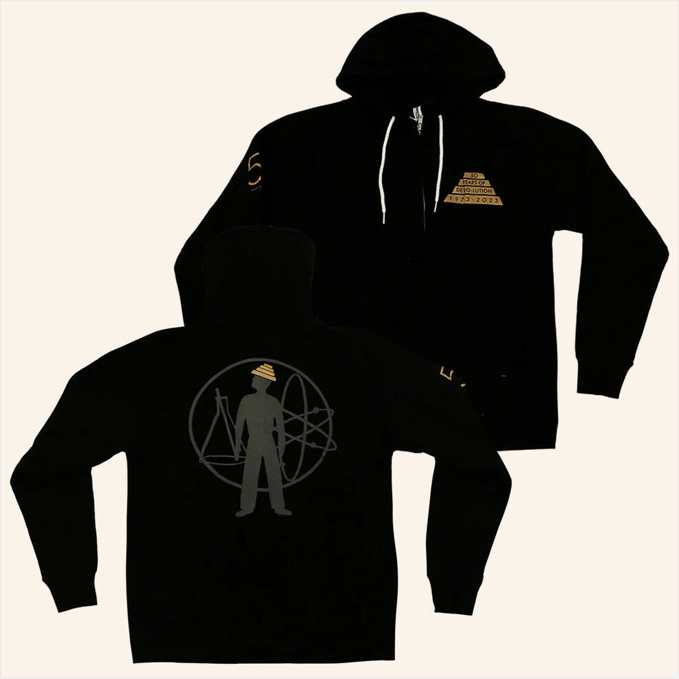 Devo Merch 50 Years Of Devolution Zip Up Hoodie Gifts For Him Birthday Gifts For Fans-1