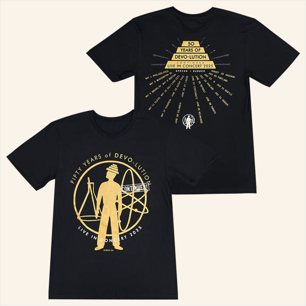 Devo Merch 50 Years of Devolution 2025 Black Tour T-Shirt Gifts For Him Gifts For Friends-1