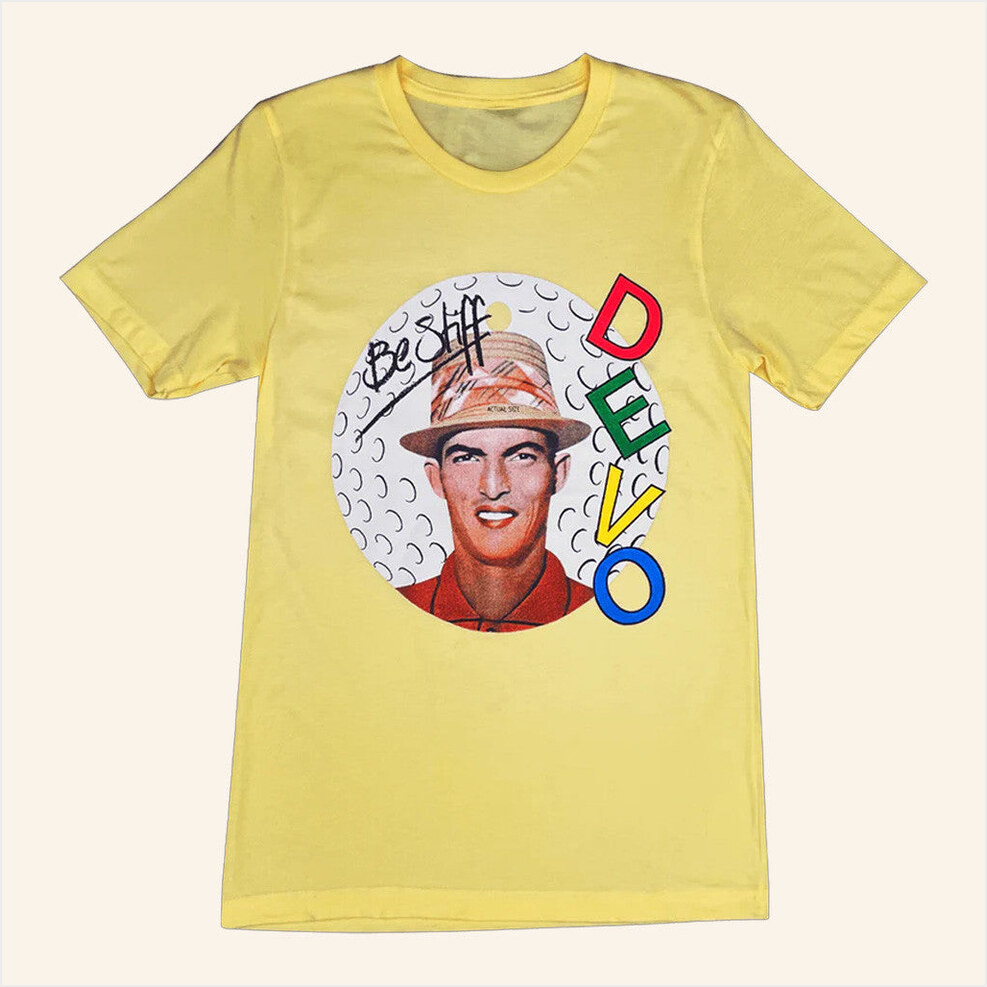Devo Merch Be Stiff Yellow Chi Chi T-Shirt Gifts For Besties Birthday Gifts For Him-1