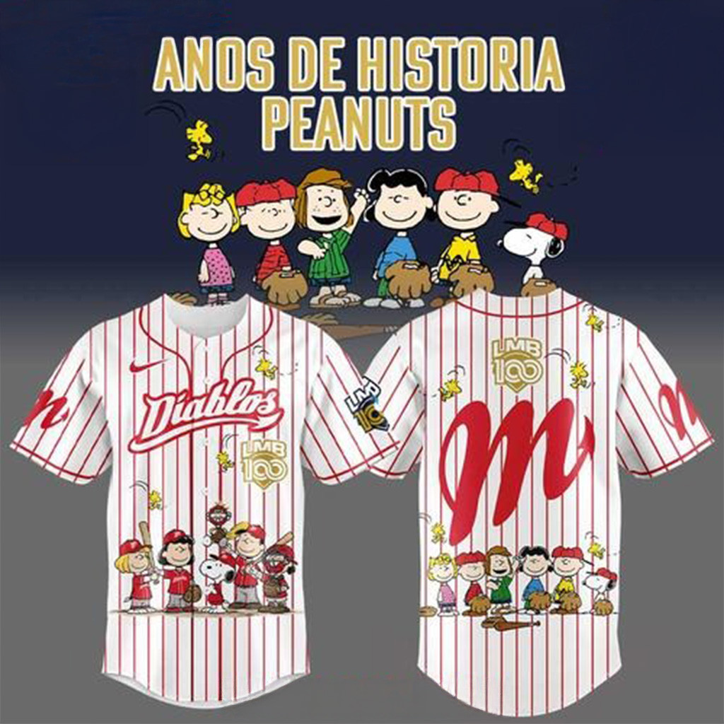 Diablos Peanuts 100 Years LMB Special Baseball Jersey Gift Ideas For Husband-1