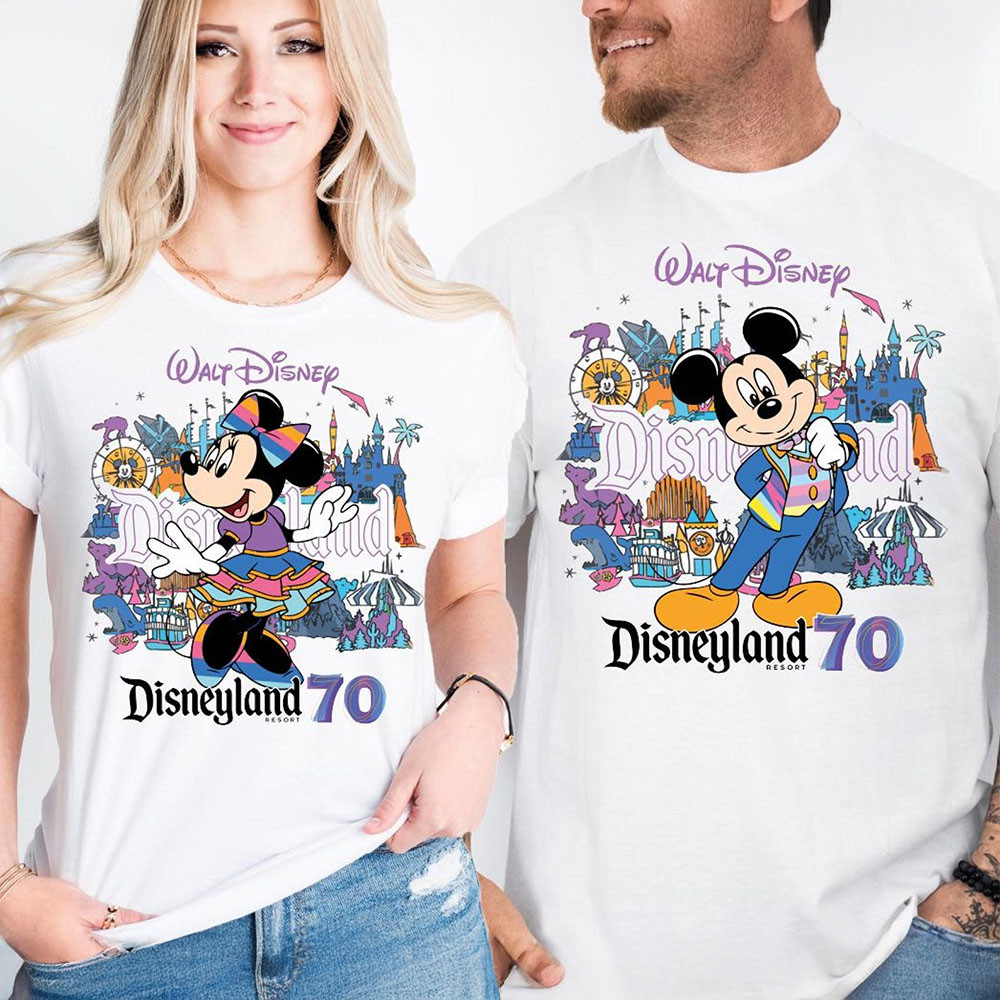 Disneyland 70th Anniversary Merch Disneyland 70th Anniversary Couple T-Shirt Gifts For Fans-1