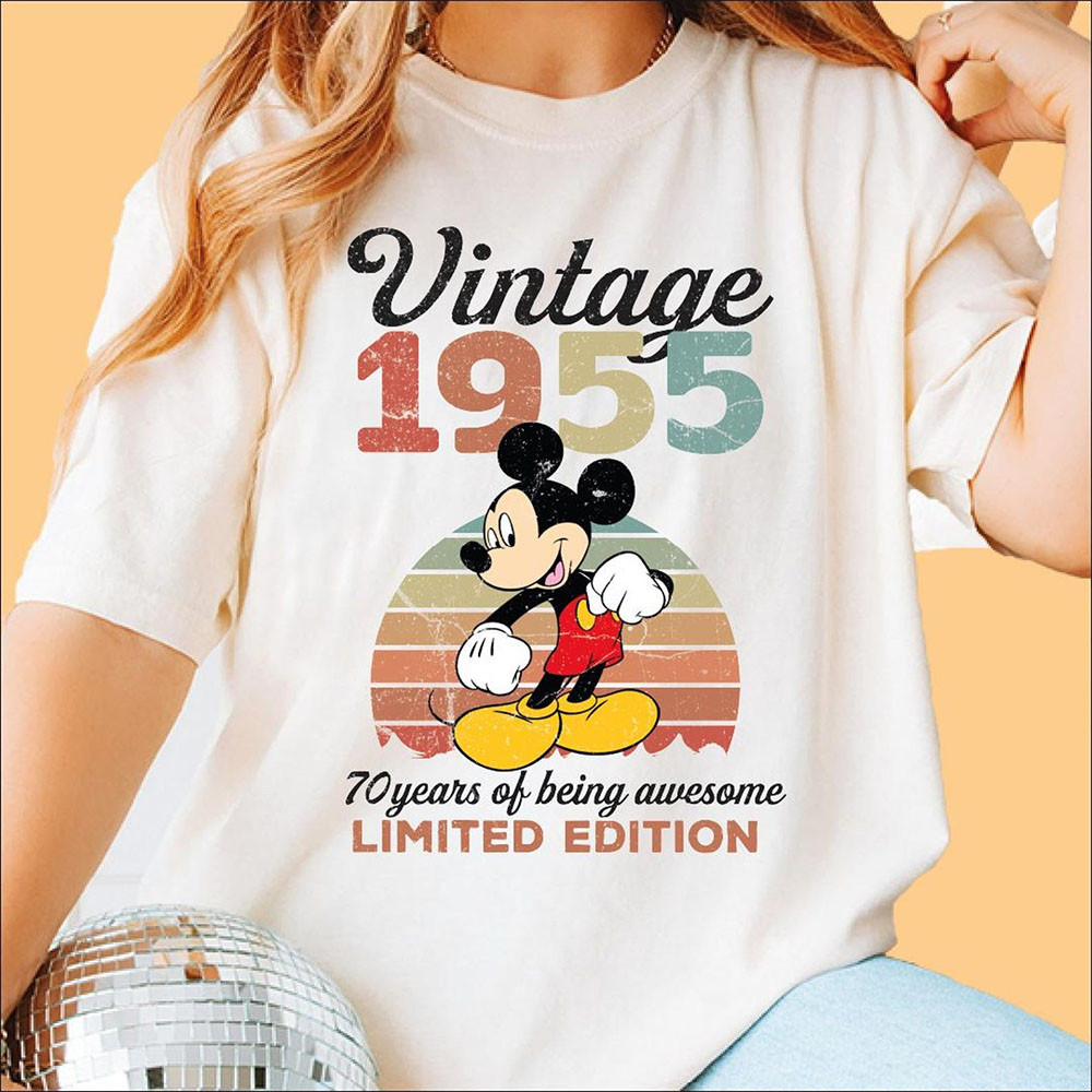 Disneyland 70th Anniversary Merch Vintage 1955 70 Years Of Being Awesome Limited Edition T-Shirt-1