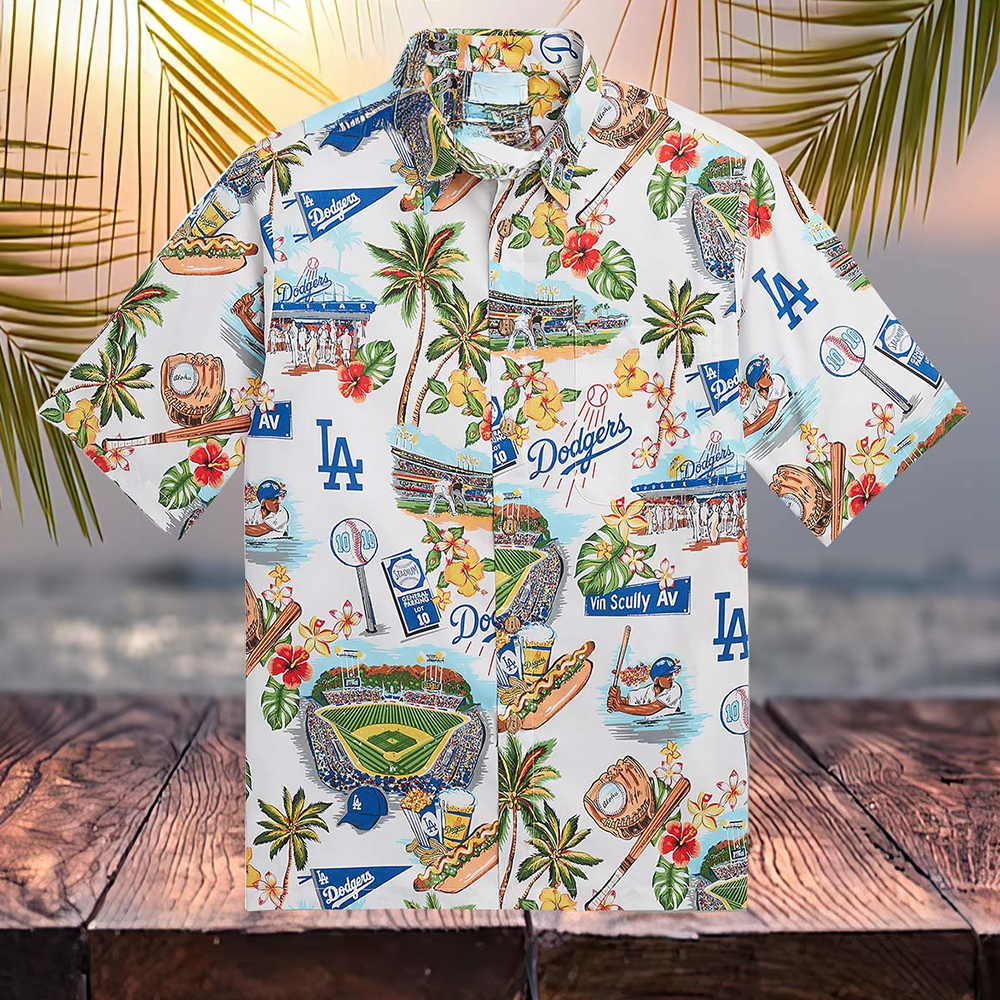 Dodgers Scenic Hawaiian Shirt Los Angeles Dodgers Merch Father's Day Gifts For Baseball Fans-1