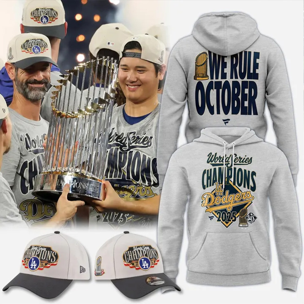 Dodgers We Rule October Hoodie 2025 Los Angeles Dodgers Back To Back Champions Hoodie Fan Apparel-1