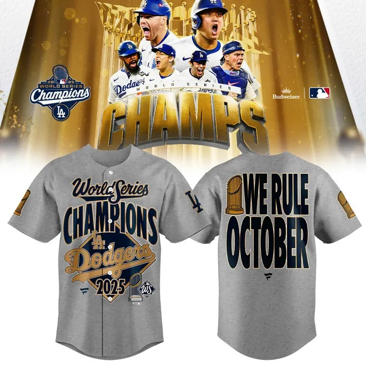 Dodgers We Rule October Jersey Los Angeles Dodgers Back To Back Champions Jersey Fan Merch-1