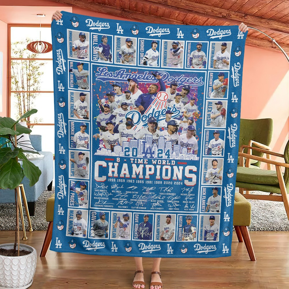 Dodgers World Series Champions 2024 Blanket Los Angeles Dodgers Blanket Baseball Fan Gifts-1