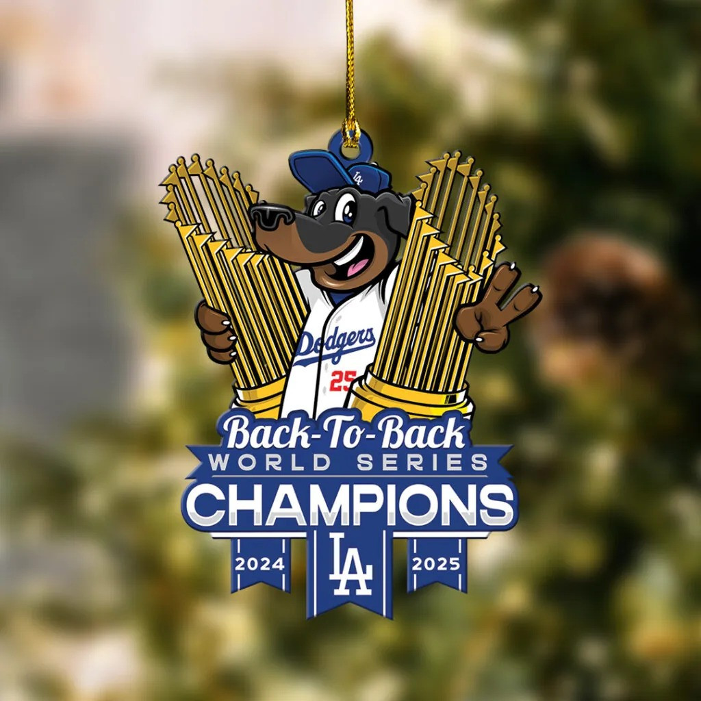 Dodgers World Series Merch 2025 LA Dodgers Back To Back Champions Acrylic Christmas Ornament-1