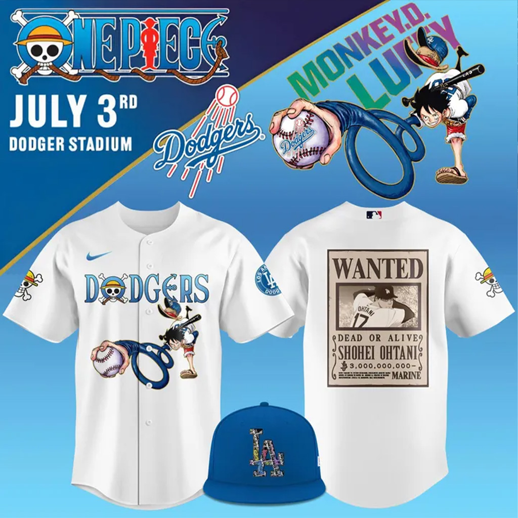 Dodgers World Series Merch 2025 LA Dodgers x 2025 ONE PIECE Night Jersey Father Gifts-1