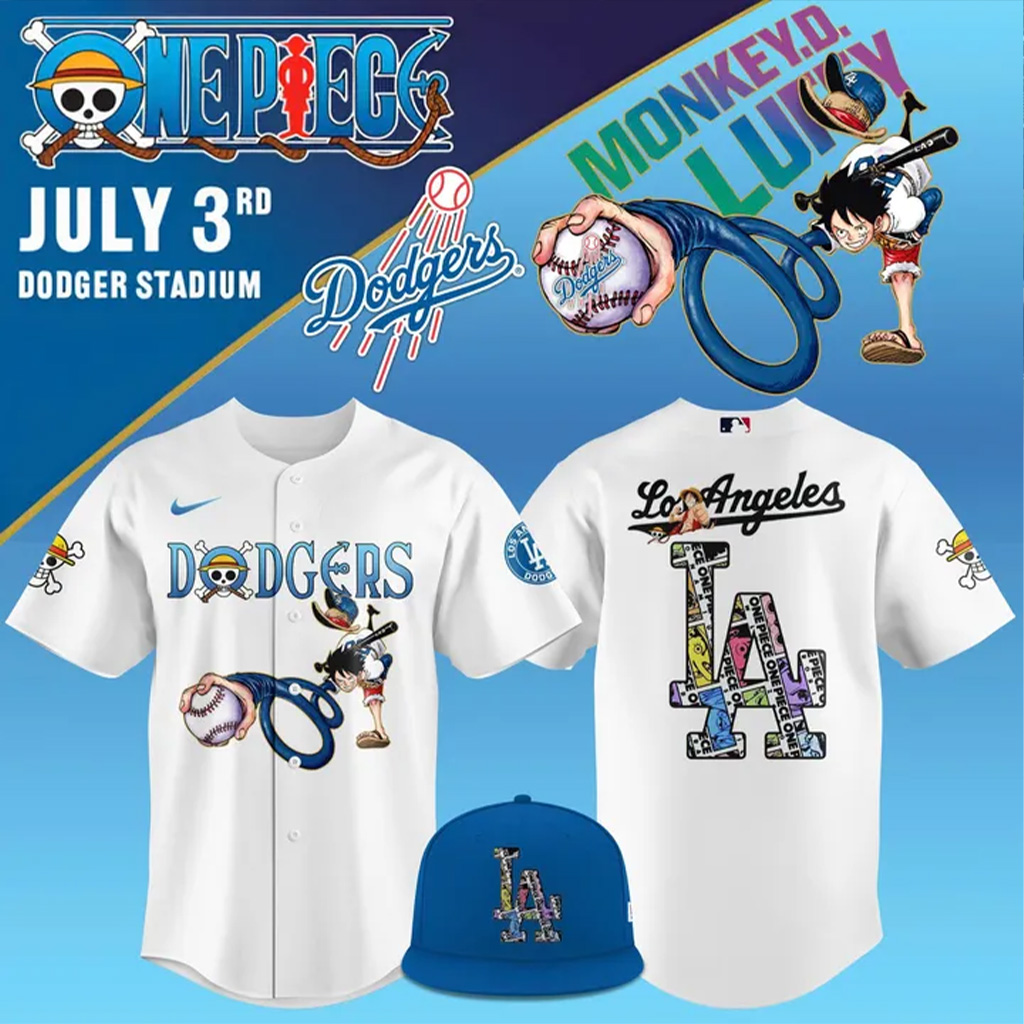 Dodgers World Series Merch 2025 LA Dodgers x 2025 ONE PIECE Night Jersey Gifts For Fans-1