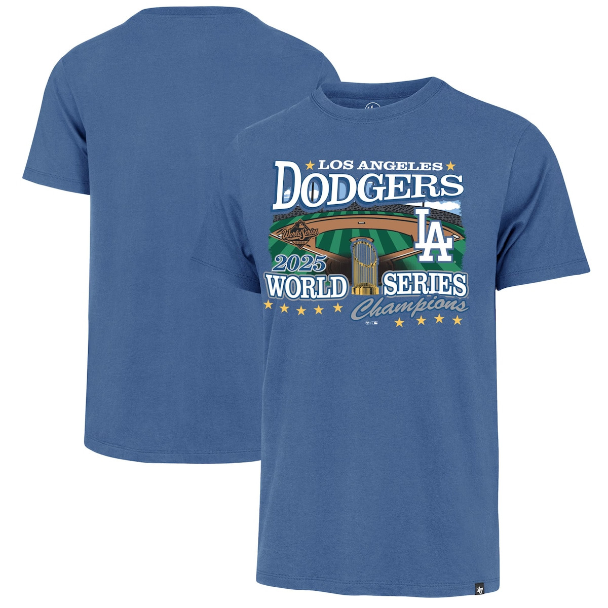 Dodgers World Series Merch 2025 Los Angeles Dodgers '47 Royal World Series Champions T-Shirt-1