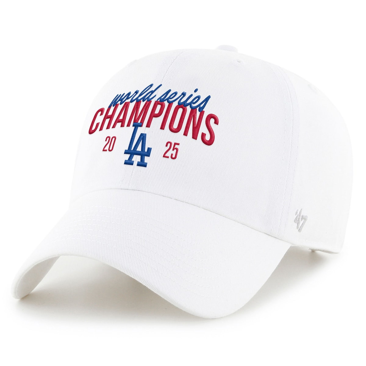 Dodgers World Series Merch 2025 Los Angeles Dodgers 47 White 2025 World Series Champions Embroidered Hat-1