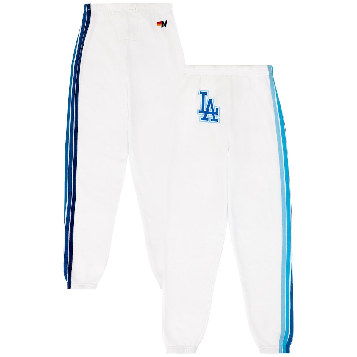 Dodgers World Series Merch 2025 Los Angeles Dodgers Aviator Nation x MLB White Sweatpants-1