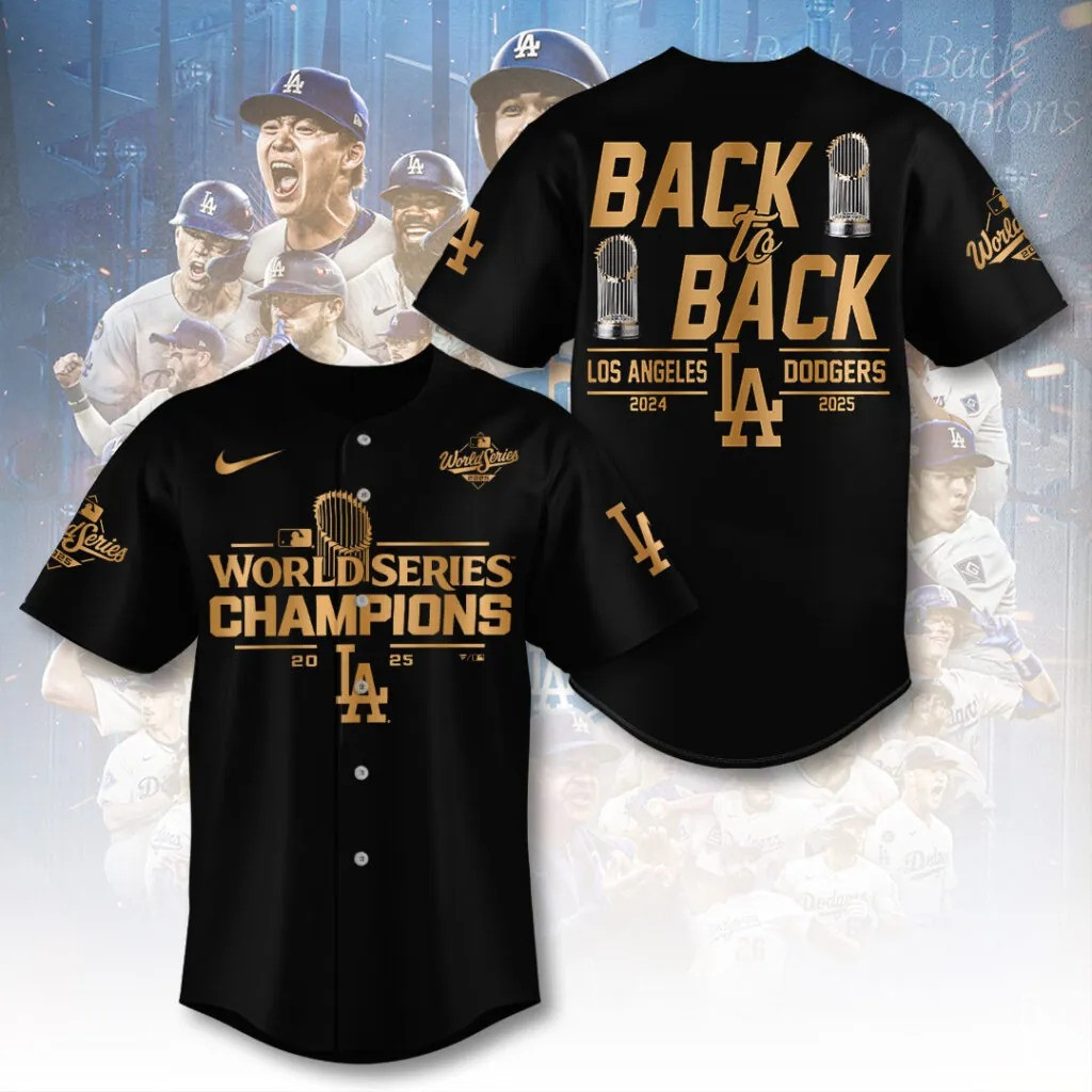Dodgers World Series Merch 2025 Los Angeles Dodgers Back To Back Champions Baseball Jersey Gifts-1