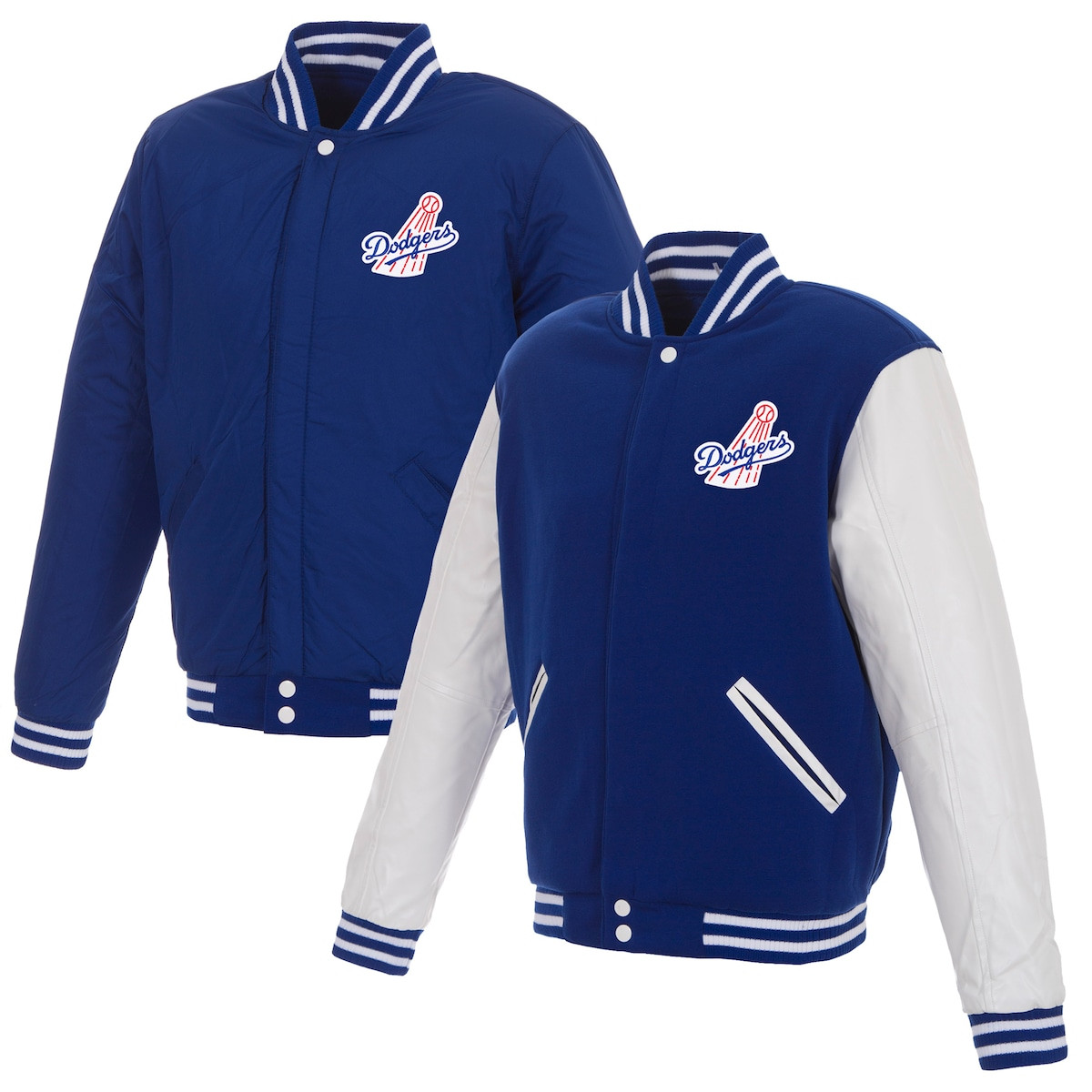 Dodgers World Series Merch 2025 Los Angeles Dodgers Royal White Reversible Jacket Fans Gifts-1