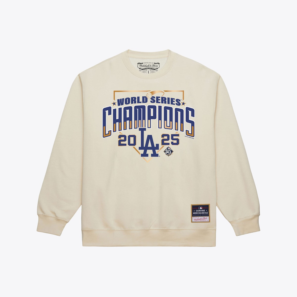 Dodgers World Series Merch 2025 Los Angeles Dodgers World Series Champions Cream Sweatshirt-1