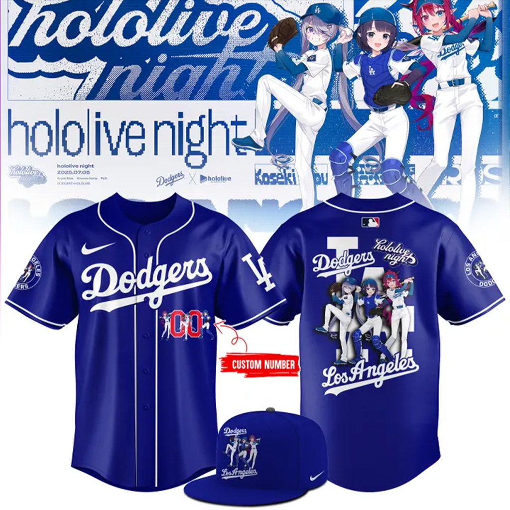Dodgers World Series Merch 2025 Los Angeles Dodgers x Hololive Night Biboo Jersey 2025-1