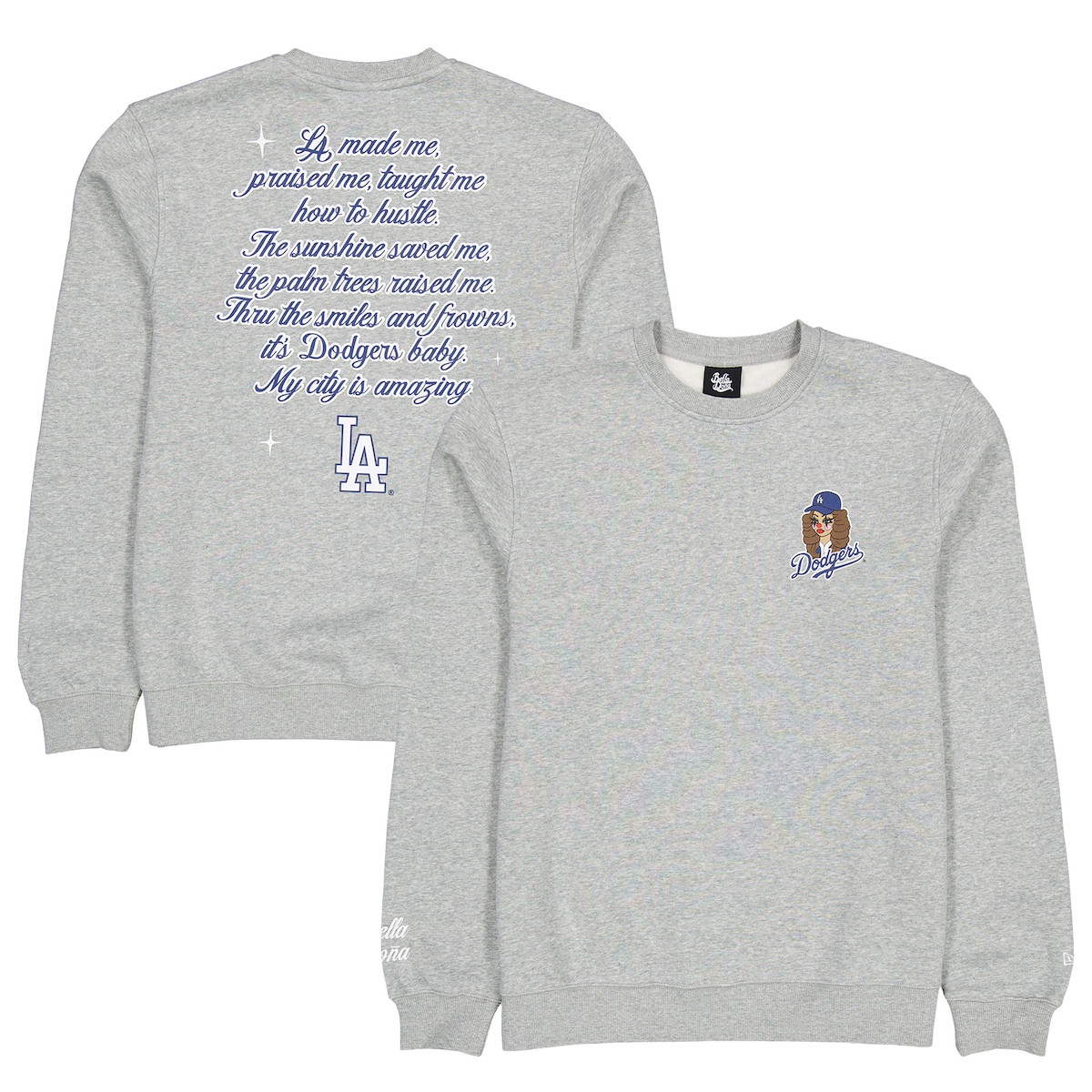 Dodgers World Series Merch 2025 New Era Gray Bella Dona x Los Angeles Dodgers Sweatshirt-1 Dodgers World Series Merch 2025 New Era Gray Bella Dona x Los Angeles Dodgers Sweatshirt-1
