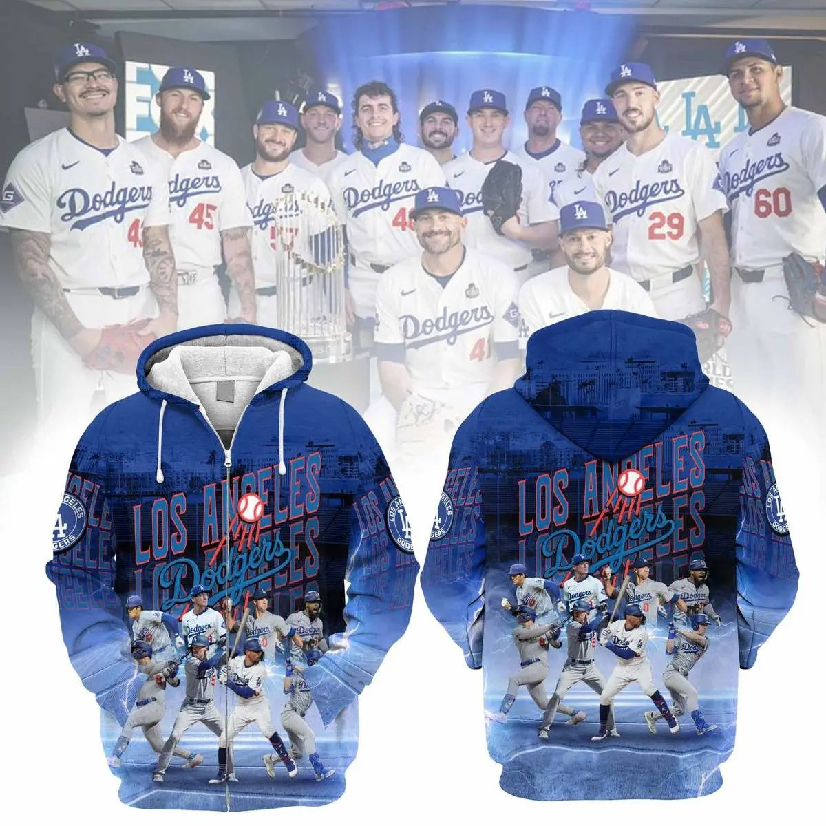 Dodgers World Series Zip Up Hoodie Dodgers Merch Gifs For Baseball Fans-1