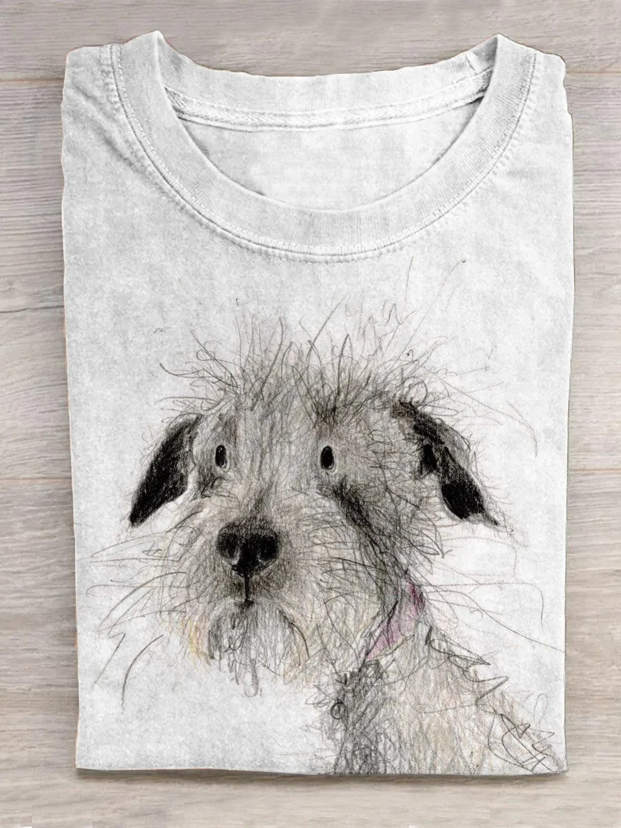 Dog Portrait Art Pattern Print T-Shirt Dog Lover Shirts Gifts For Him Her-1