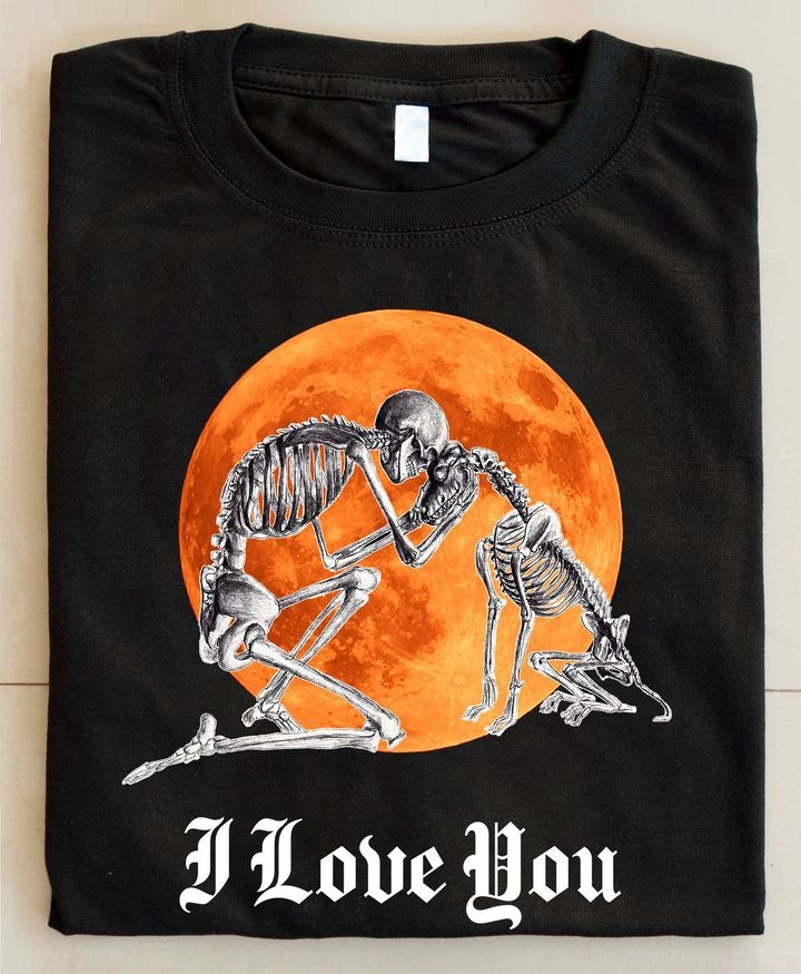 Dog Skeleton I Love You Halloween Shirt Dog Lovers Owners Shirt Halloween Gift Ideas-1