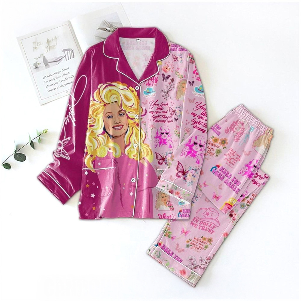 Dolly Parton Here You Come Again Pajamas Set Christmas Gifts For Music Lovers-1