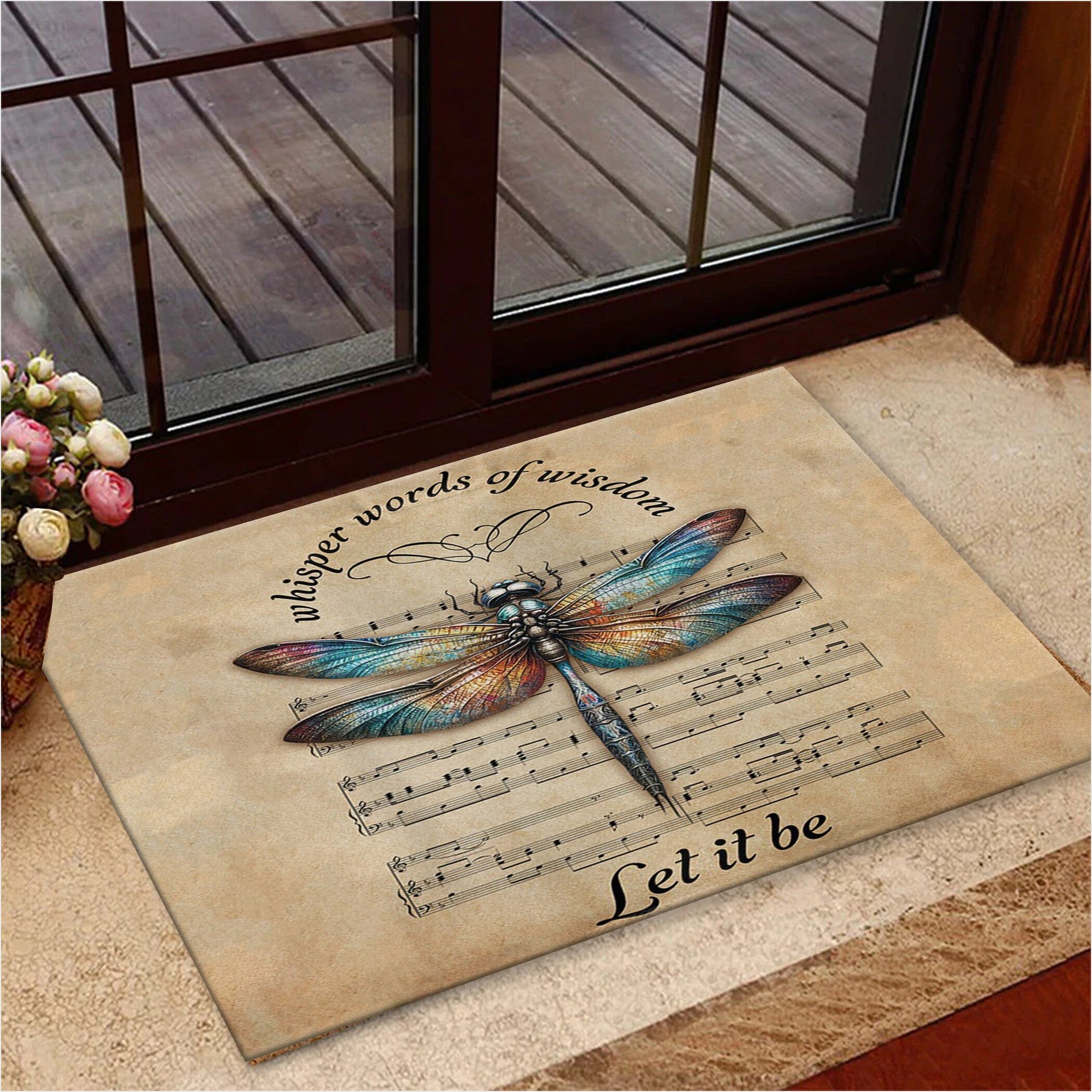 Dragonfly Whisper Words Of Wisdom Let It Be Doormat Dragonfly Art Retro Welcome Mat-1