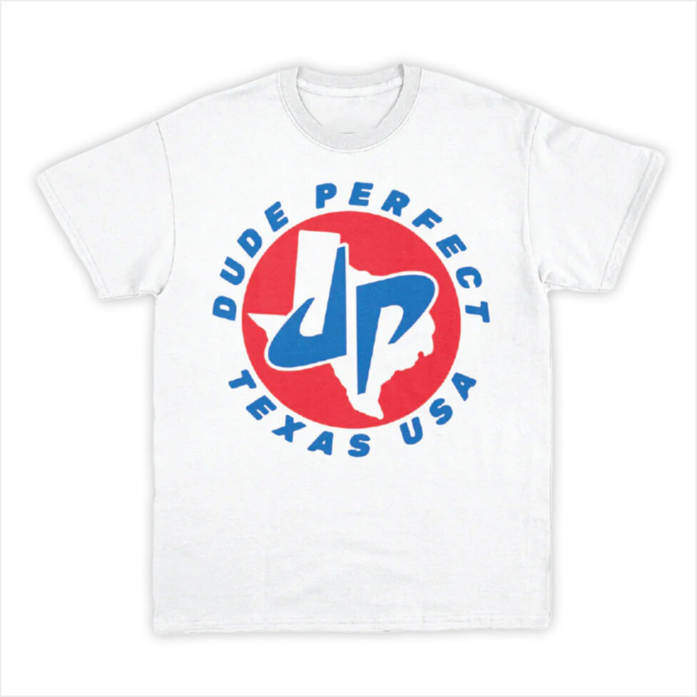 Dude Perfect Merch DP x Texas USA White T-Shirt Gift Ideas For Friends Birthday Gifts For Fans-1