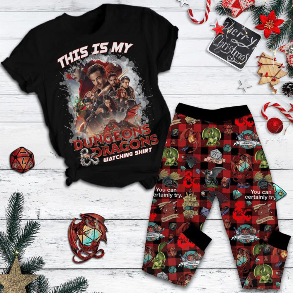 Dungeons And Dragons This Is My Christmas Movies Watching Pajamas Set Gifts For Movie Fans-1