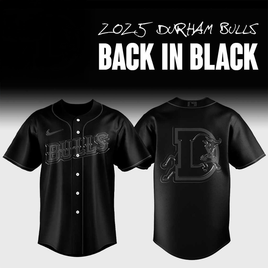 Durham Bulls Back In Black Baseball Jersey Durham Bulls Merch Baseball Team Gift Ideas-1