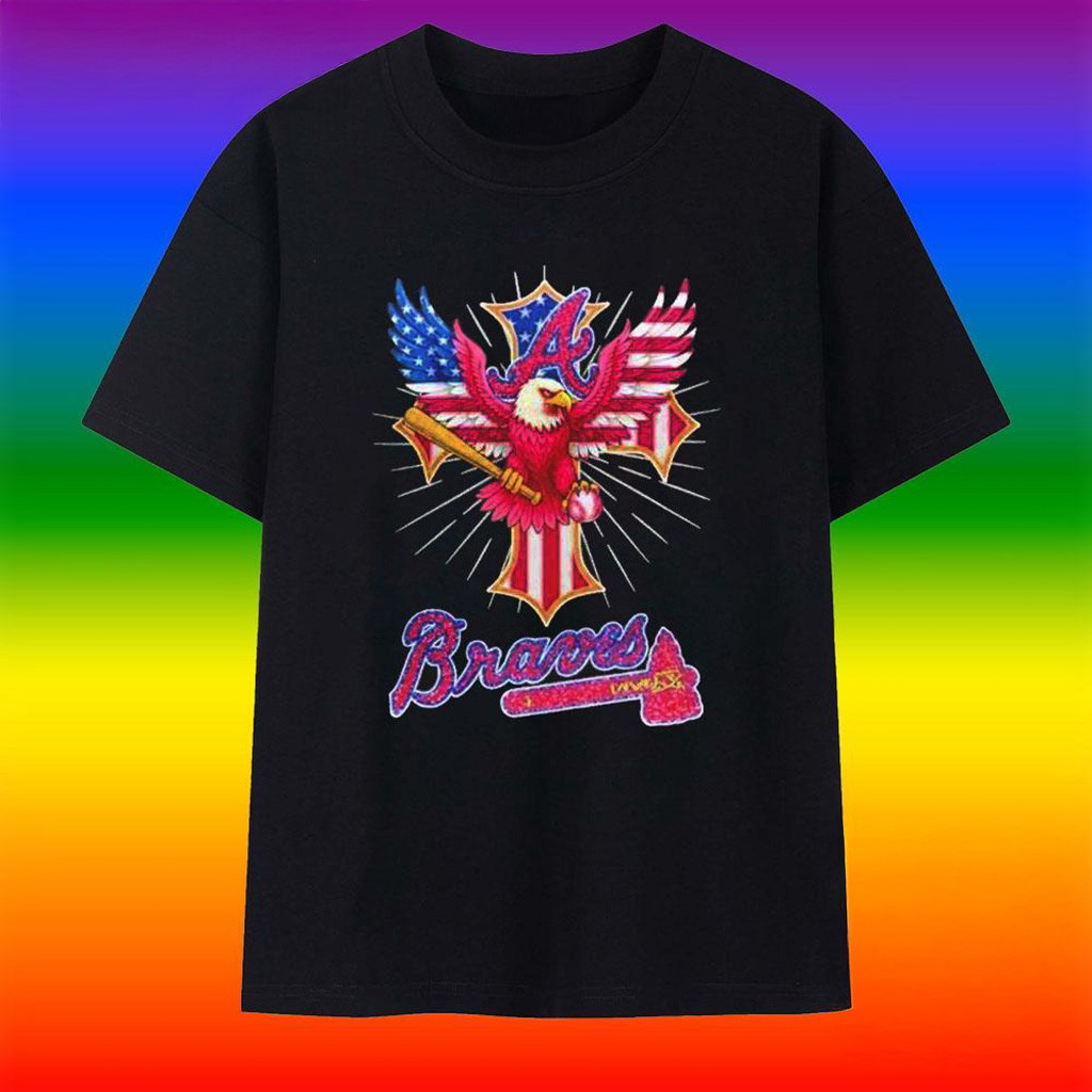Eagle Baseball Atlanta Braves American Flag 2025 T-Shirt-1