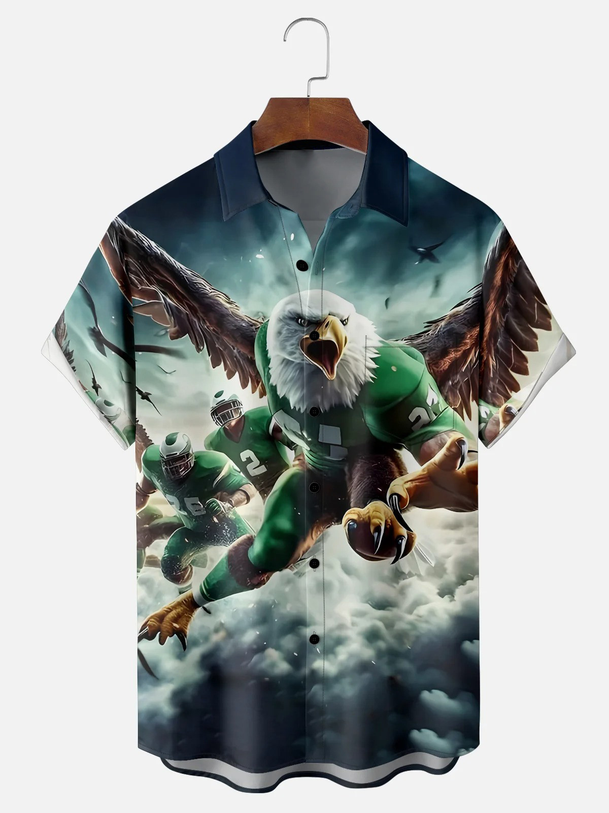Eagle Football Player Sports Chest Pocket Casual Shirt-1