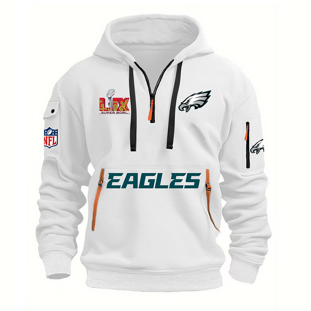 Eagles Super Bowl LIX Quarter Zip Hoodie Gifts For Football Fan-1