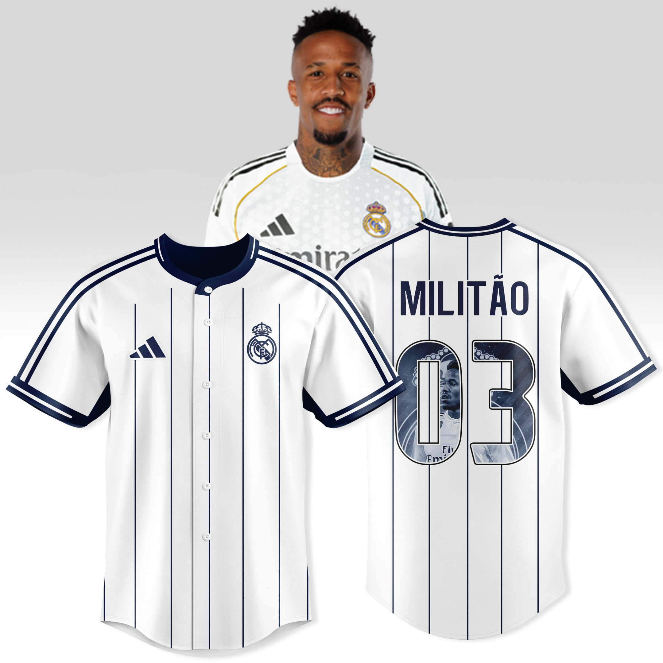 Eder Militao 03 Real Madrid Personalized Baseball Jersey For Fans-1