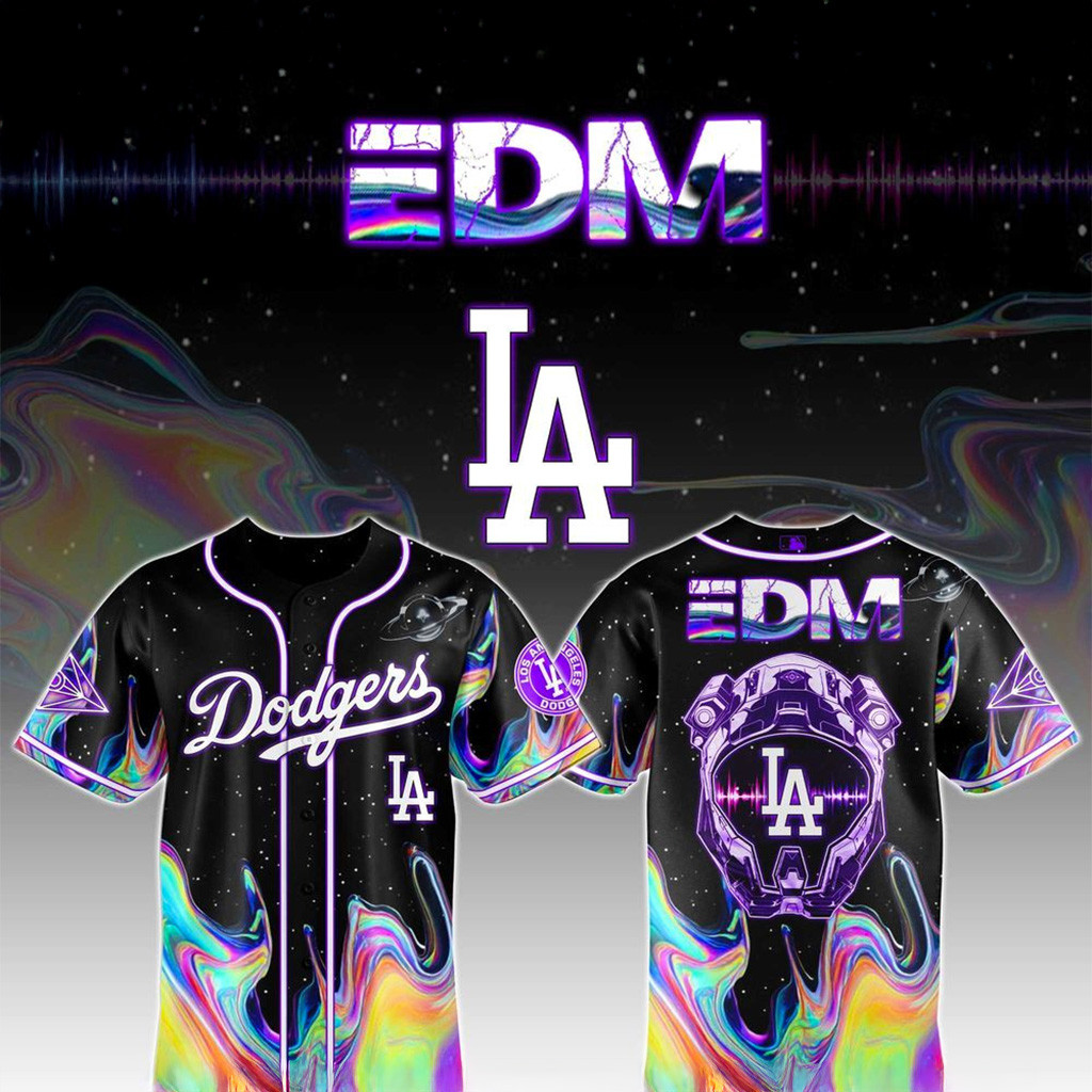 Edm Pulsebeat X Los Angeles Dodgers Galaxy Jersey Dodgers Merch Gifts For Husband-1