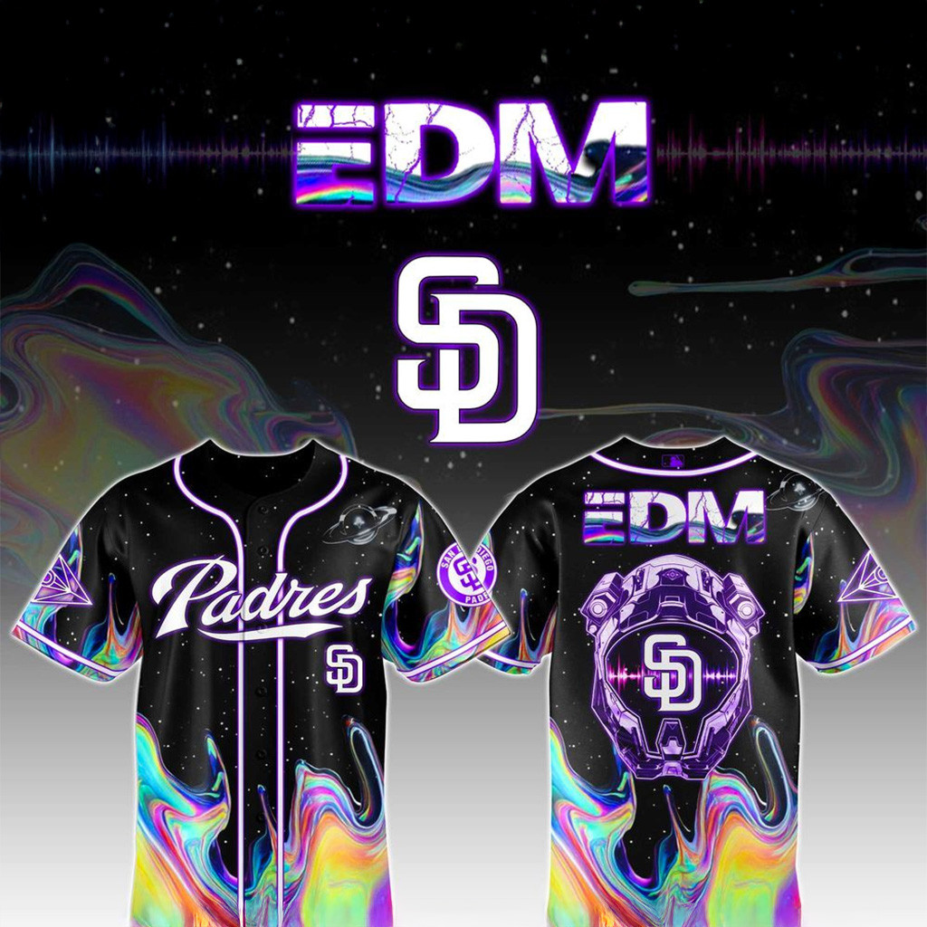 Edm Pulsebeat X San Diego Padres Galaxy Jersey Padres Merch Gifts For Boyfriend-1