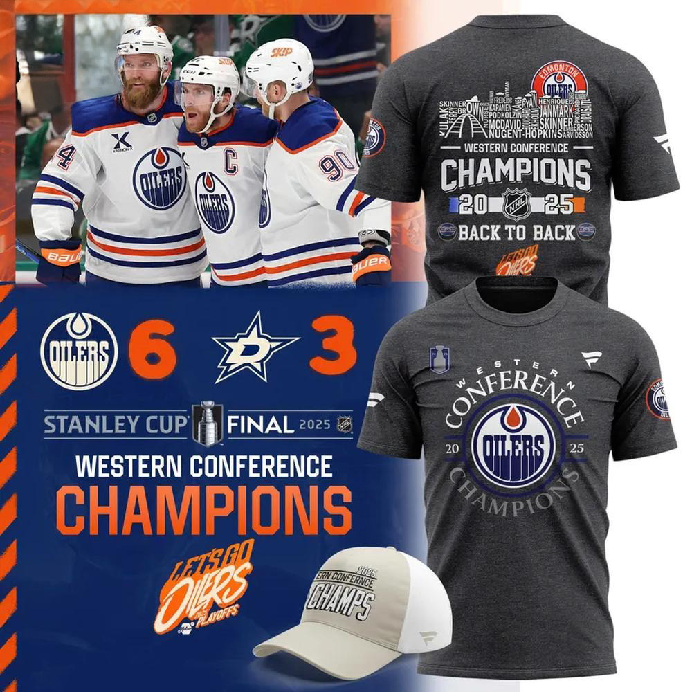 Edmonton Oilers 2025 Western Conference Champions T-Shirt Edmonton Oilers Merch-1
