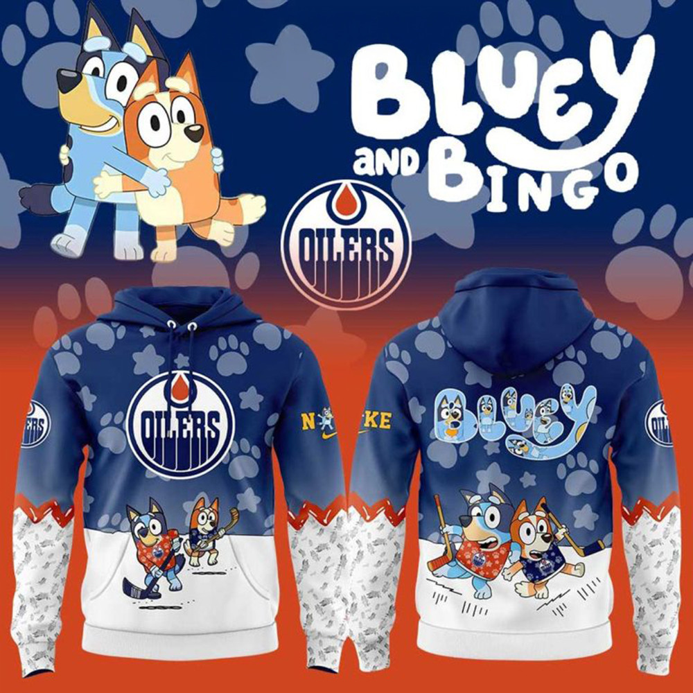 Edmonton Oilers Bluey And Bingo 2025 Hoodie Best Gifts For Hockey Fans-1