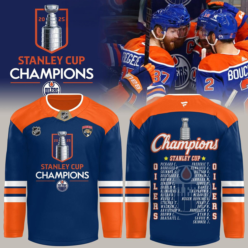 Edmonton Oilers Stanley Cup Champions 2025 Hockey Jersey Edmonton Oilers Merch Gifts For Fans-1