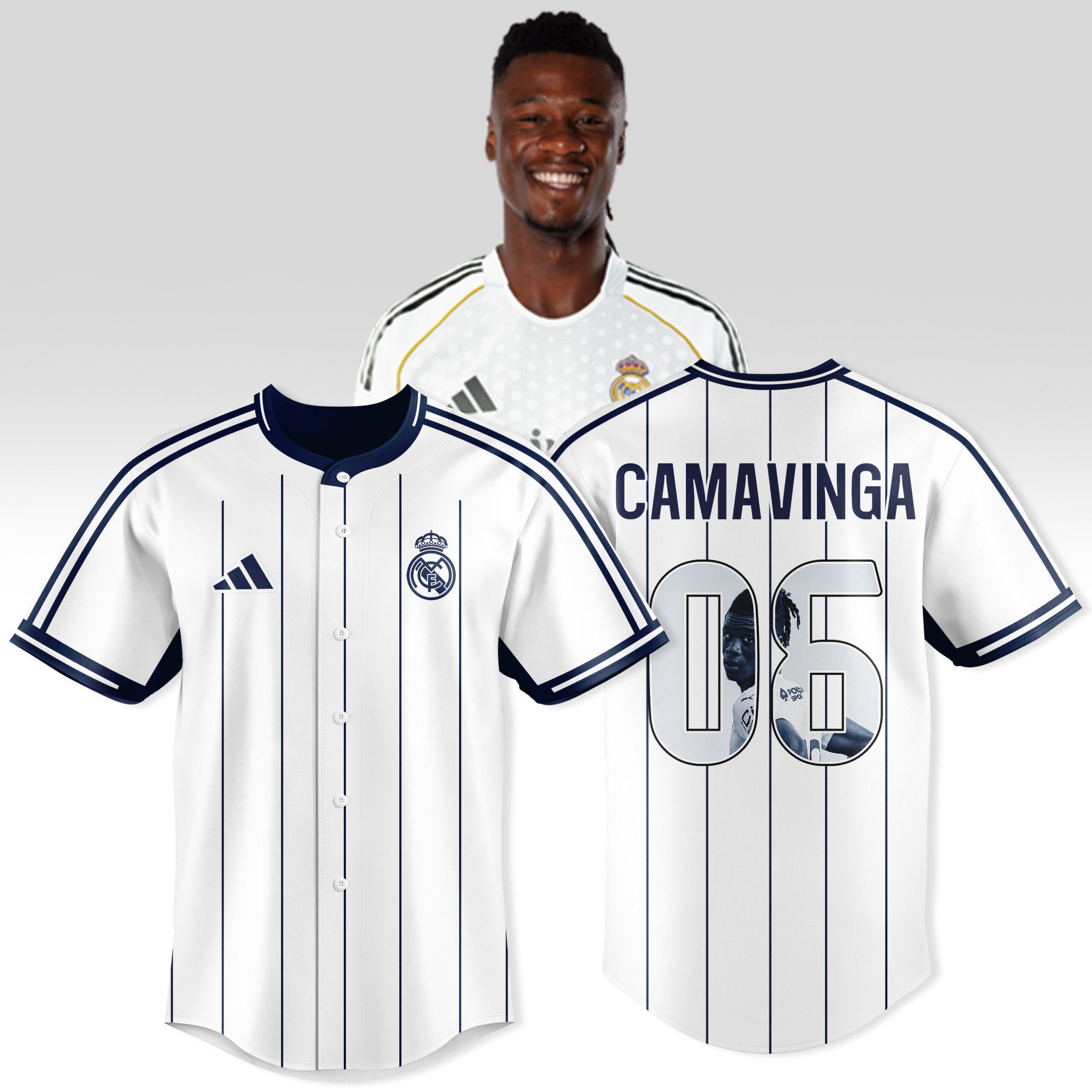 Eduardo Camavinga 06 Real Madrid Personalized Baseball Jersey For Fans-1