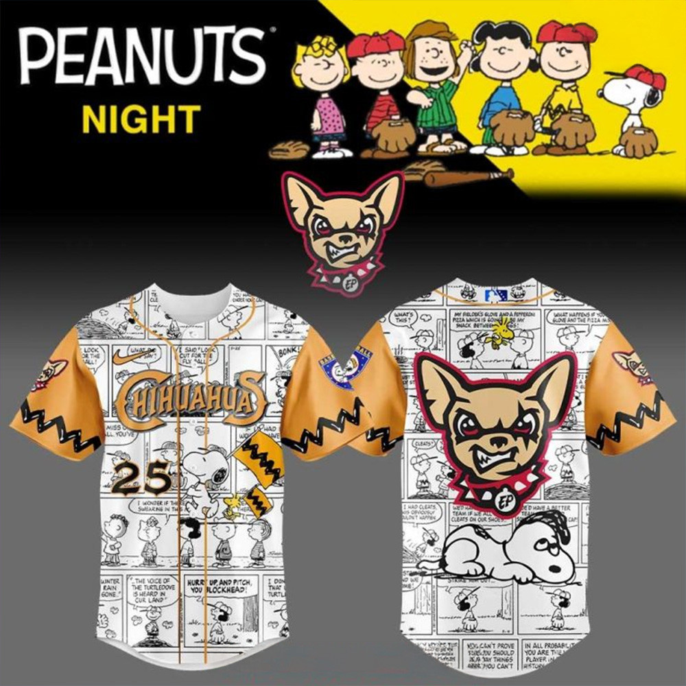 El Paso Chihuahuas 75th Anniversary of Peanuts Special Baseball Jersey Top 10 Father's Day Gifts-1