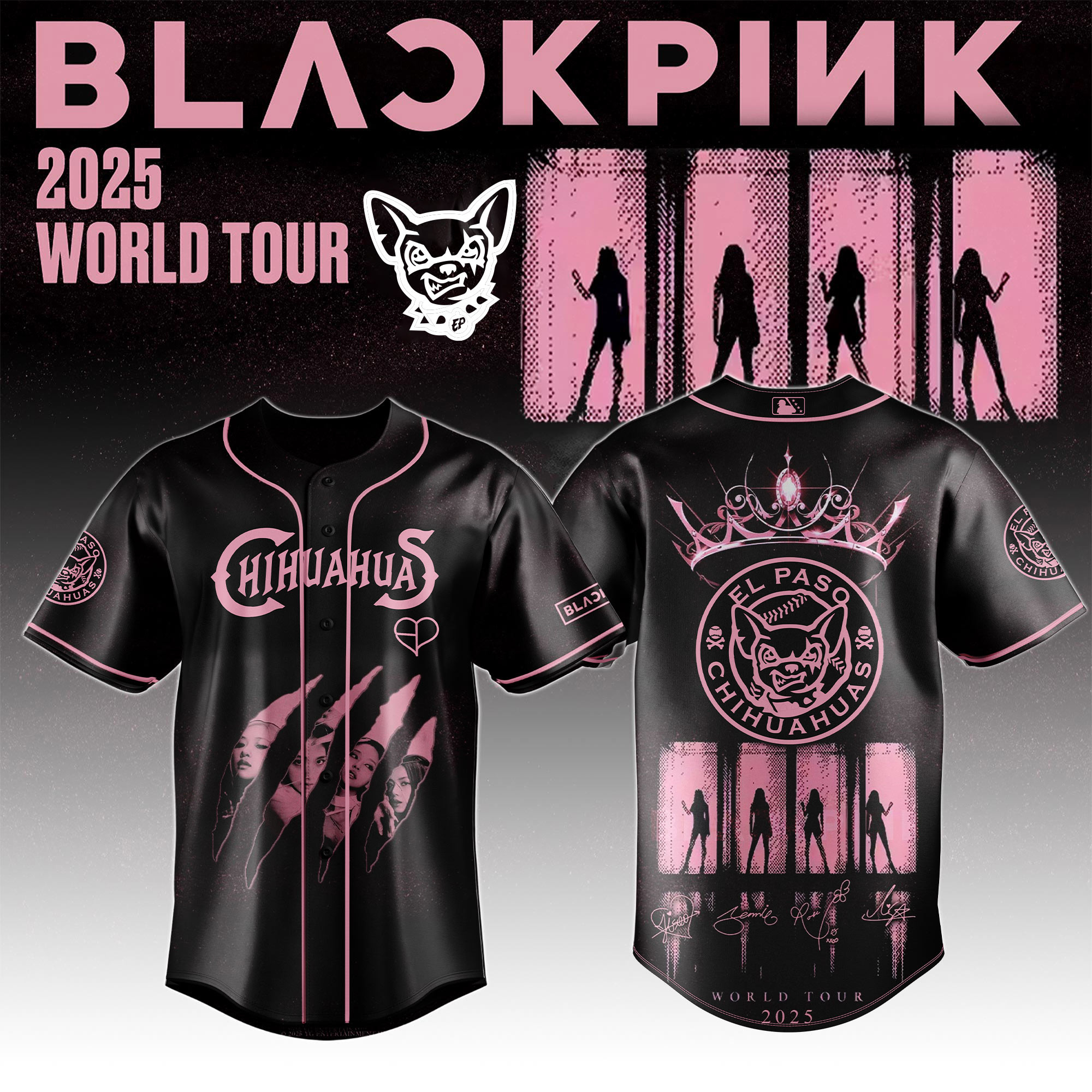 El Paso Chihuahuas Milb X Black Pink Night Baseball Jersey For Fans-1