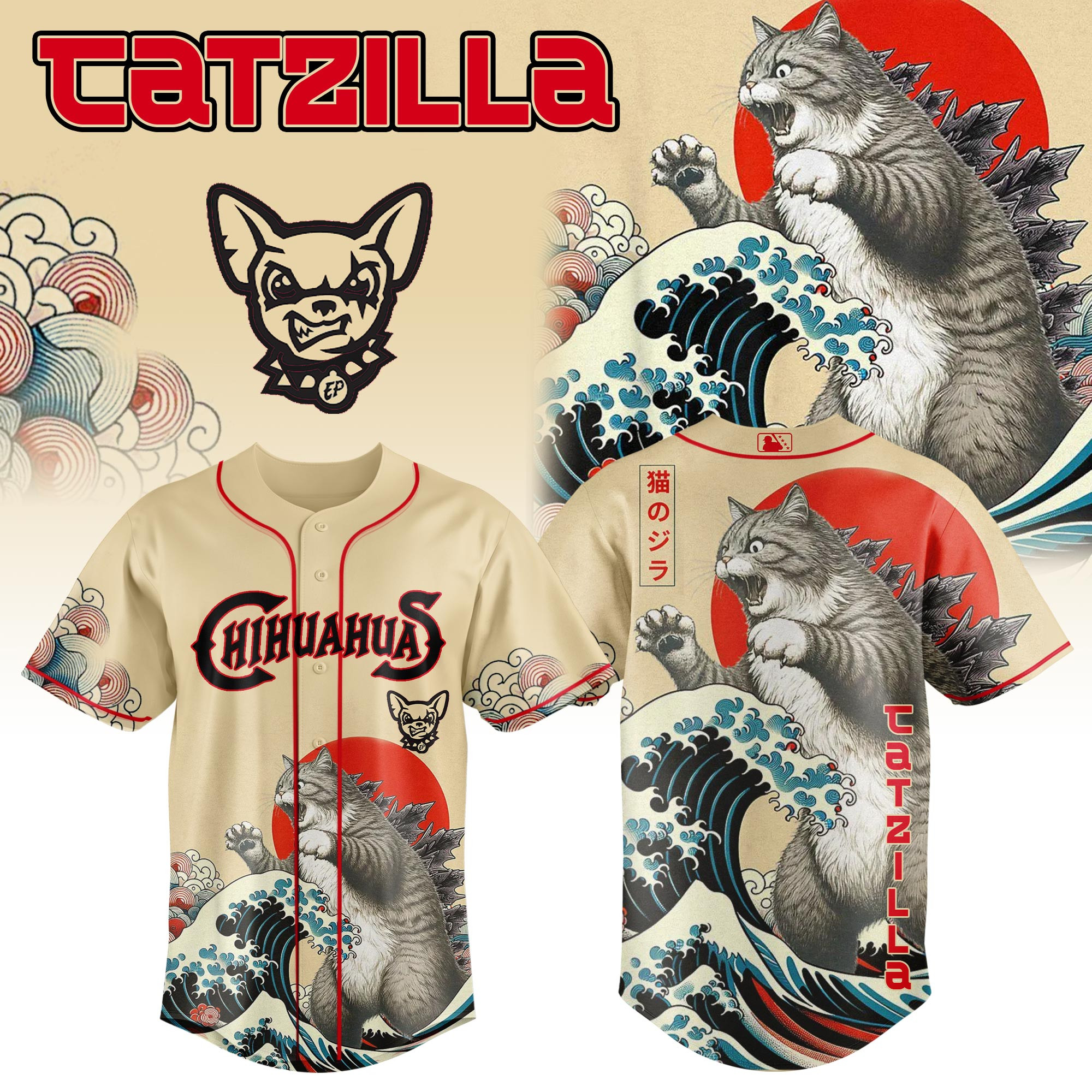 El Paso Chihuahuas Milb X Catzilla Baseball Jersey For Fans-1