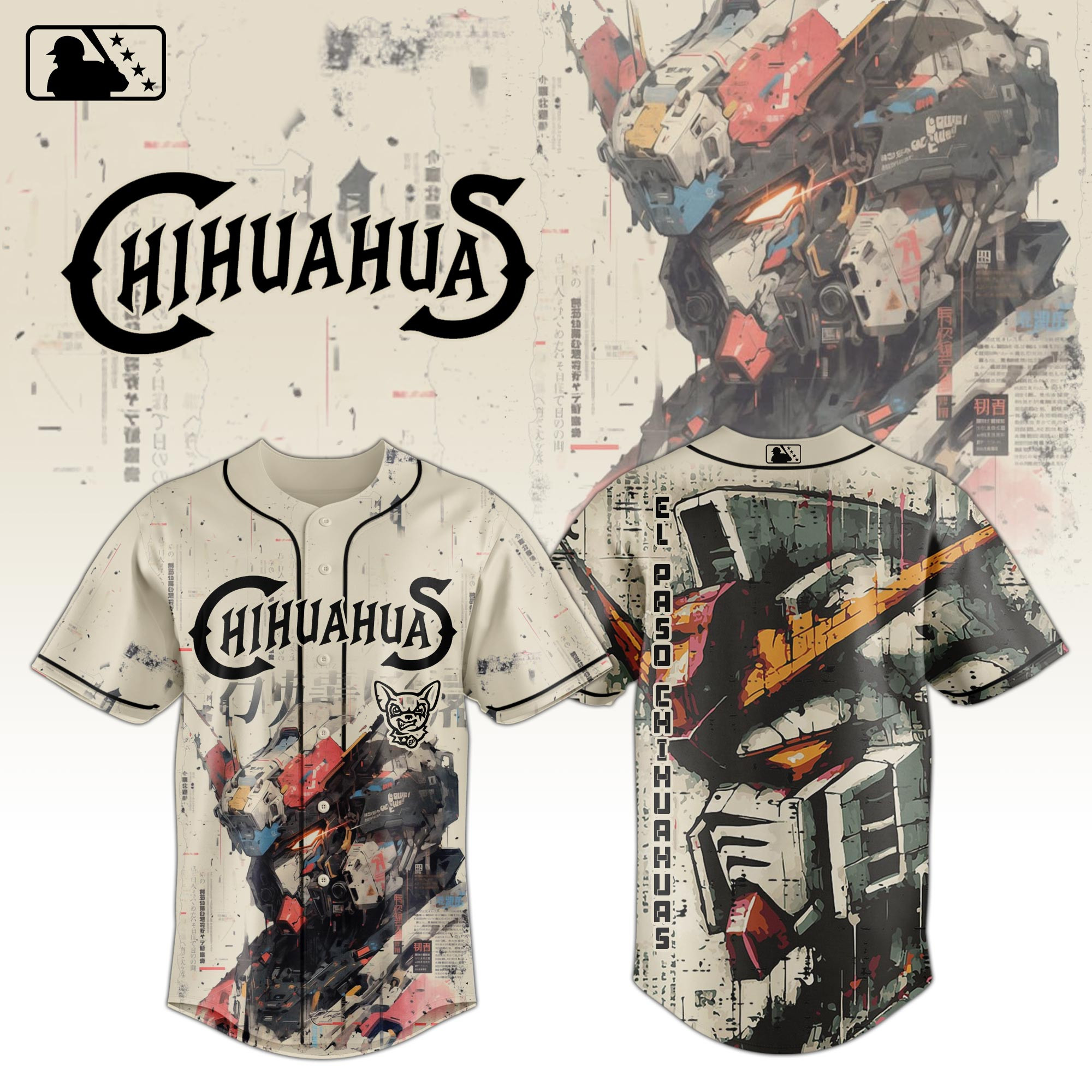 El Paso Chihuahuas Milb X Gundam Baseball Jersey For Fans-1
