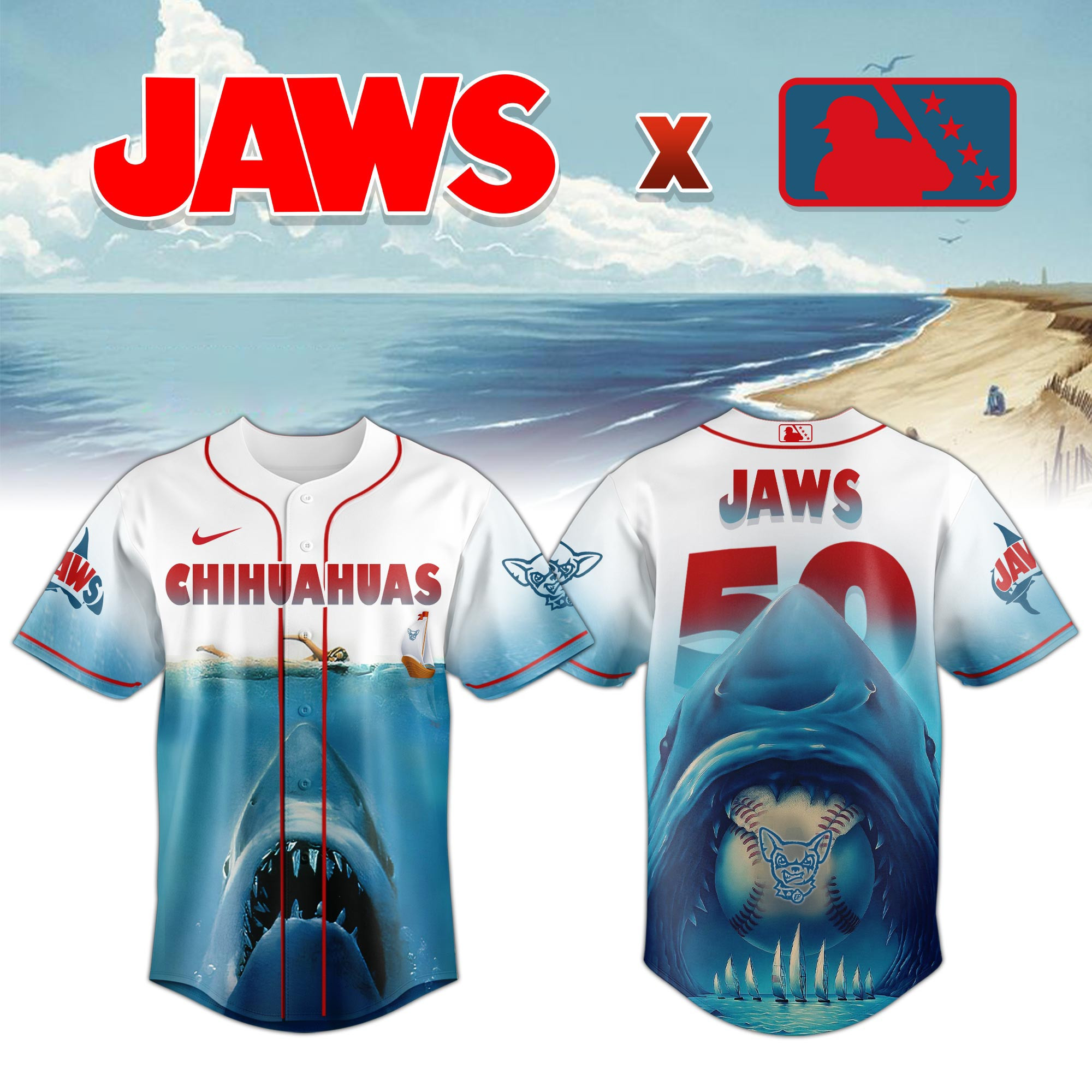 El Paso Chihuahuas Milb X Jaws Baseball Jersey For Fans-1