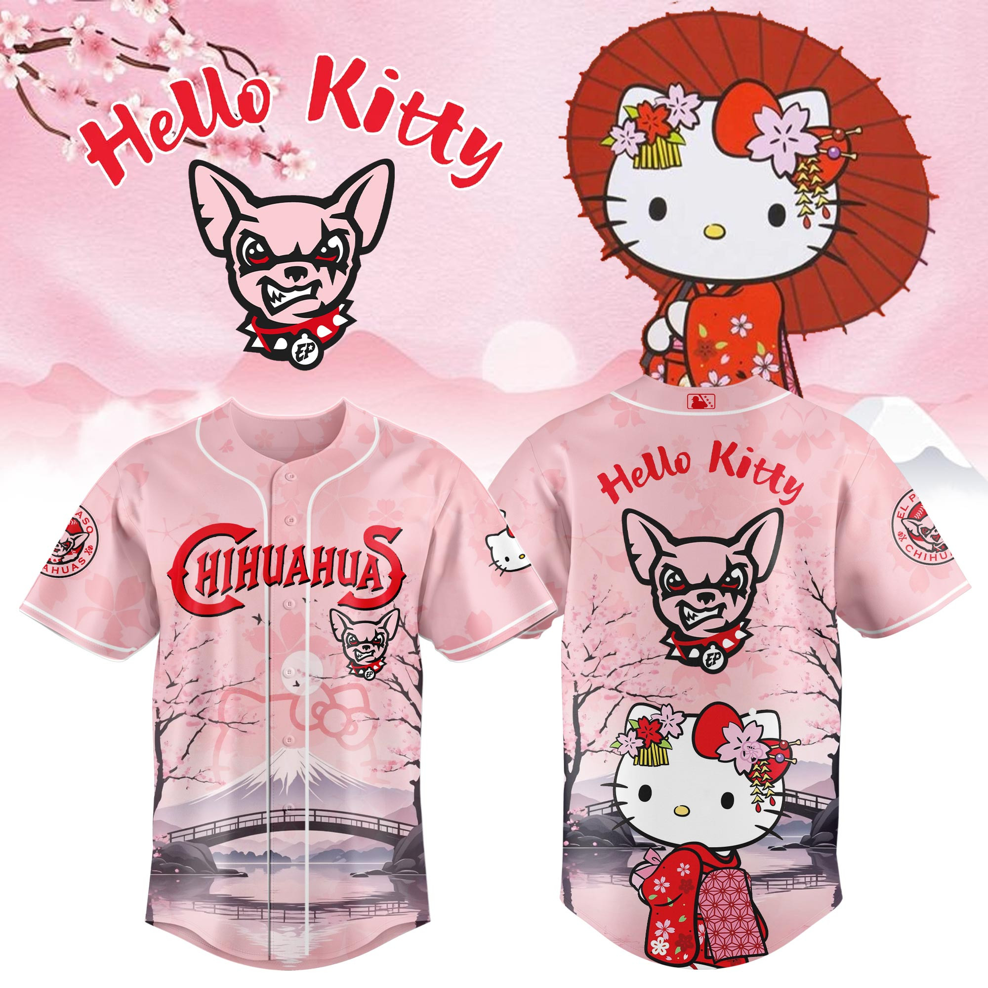 El Paso Chihuahuas Milb X Kitty Japan Baseball Jersey For Fans-1